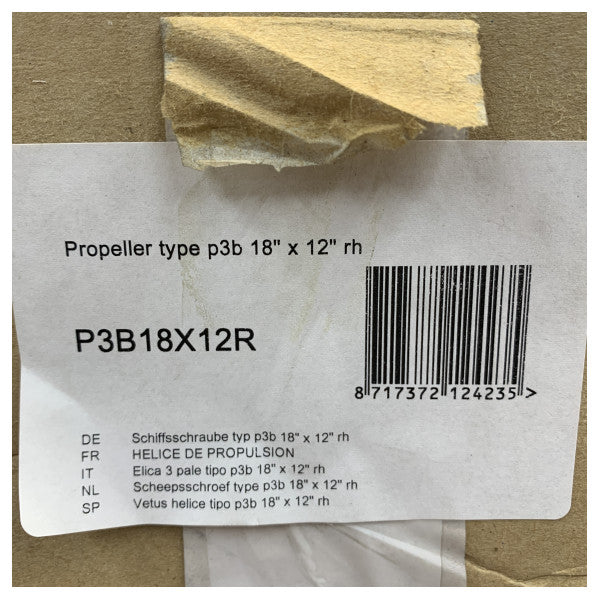 Vetus P3B 18 x 12R Propeller 3-Blade Brass Right Handed 30 mm