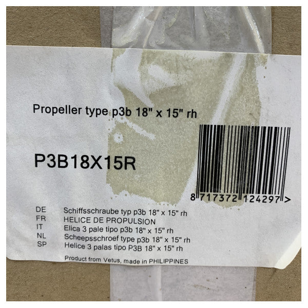 Vetus P3B-18X15R Propeller 3-Blade Brass Right Handed 30 mm