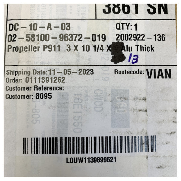 Suzuki Marine 10-1/4 x 13 Aluminium Outboard Propeller Black