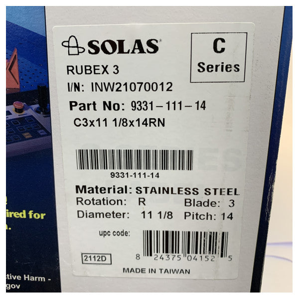 Rubes Solas Propeller 11.125 x 14 Right Handed Stainless Steel