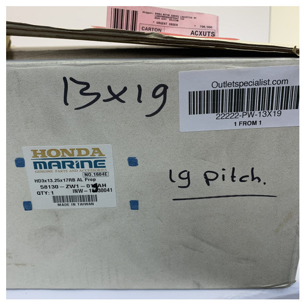 Honda Outboard Propeller 13X19 Aluminium 3-Blade - 58130-ZW1