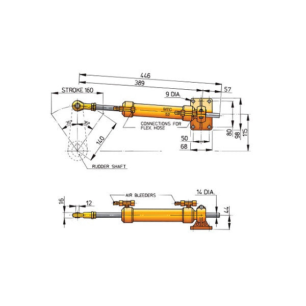 Vetus MTC5210 Hydraulic Steering Cilinder Inboard Engines - 510 Nm