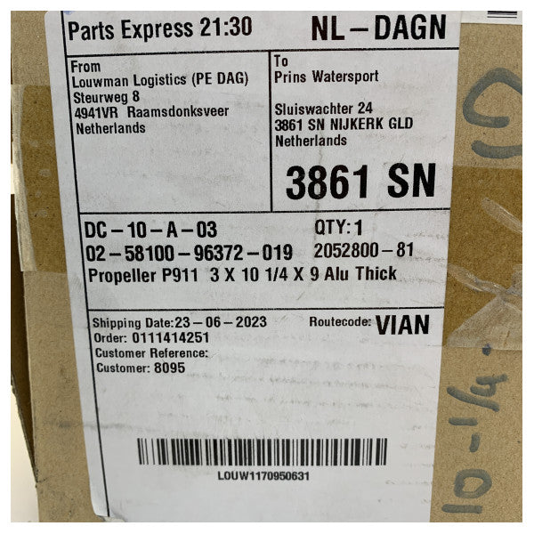 Hélice hors-bord Suzuki 3 pales 10 1/4 x 12 - 58100-91L00-019