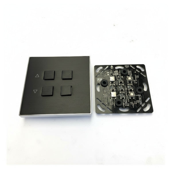 Plaque de bouton 4 boutons Riva PLH Chrome Noir Avant - 470819