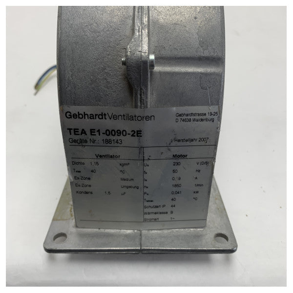 BRUGT Gebhardt Holdbar Centrifugal Blæser E1-0090-2E - 230V Robust Ventilation til Skibsrum