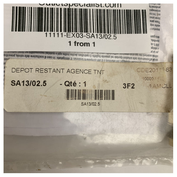 Сигурностен клапан Senga Marine Brass комплект SA13/02.5 2.5 бара 1/4 инча