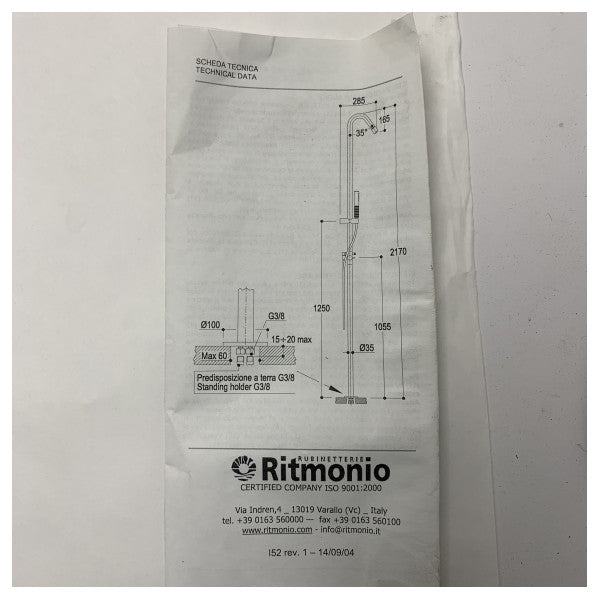 Ritmonio 31850470H1CRL ayaklı duş kolonu zarif tasarım