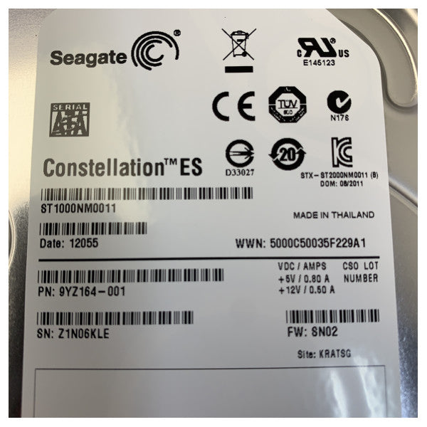 Seagate Constellation ES 1TB SATA 3,5-tommer Enterprise HDD ST1000NM0011
