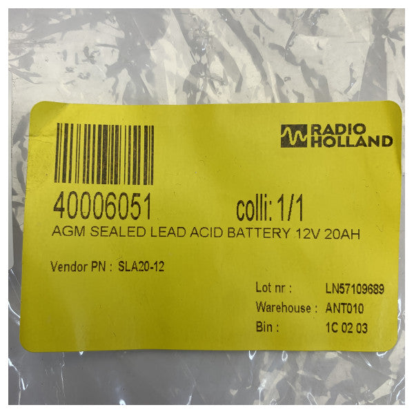VMF-BATTERY SLA20-12 AGM Battery 12V 20Ah Marine VRLA Sealed Lead Acid