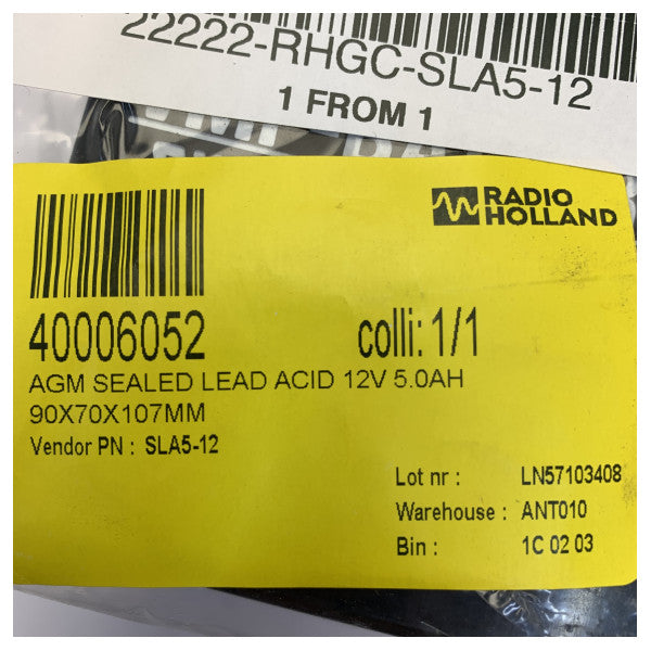 VMF-BATTERY AGM-batteri 12V 5Ah - SLA5-12 Highlander VDR600