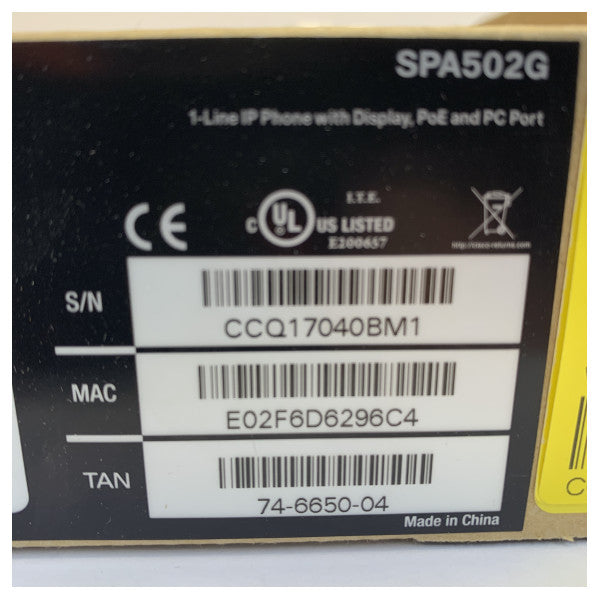 Cisco SPA502G 1-Line IP τηλέφωνο με οθόνη PoE και θύρα PC