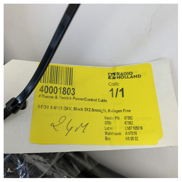 Thorne and Derrick RFOU 0.6/1kV maritim kabel 3x2,5mm² halogenfri sort p/m