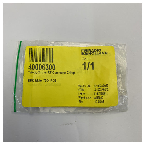 Telegärtner BNC han-crimpstik 75 ohm til RG6-koaks