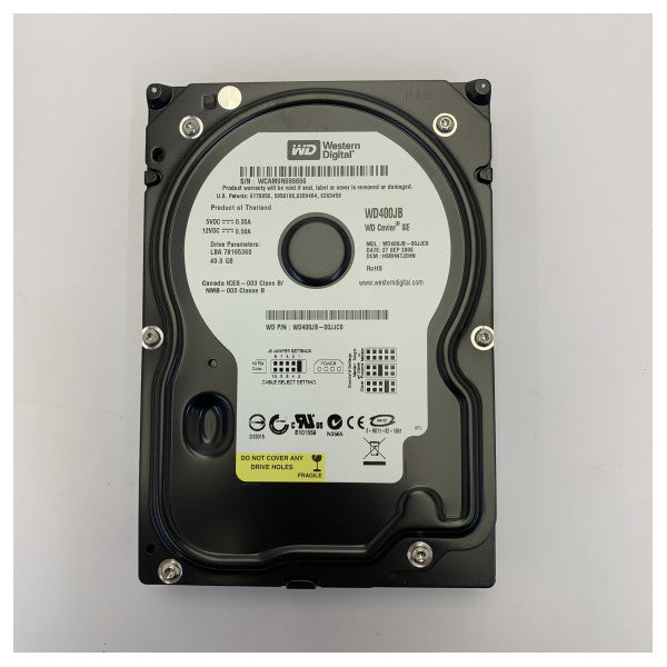 Western Digital WD400BB 40GB Internal Hard Drive 7200rpm IDE 3.5 Inch