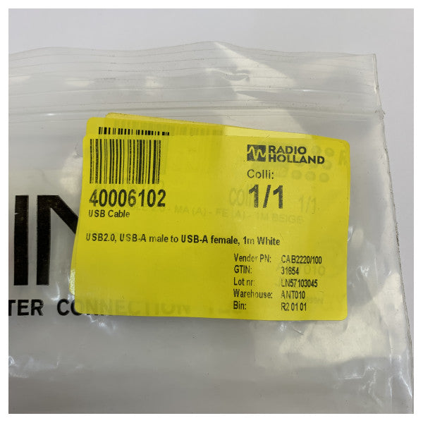 USB 2.0 Επέκταση Καλωδίου - USB-A Αρσενικό σε USB-A Θηλυκό - 1μ Λευκό