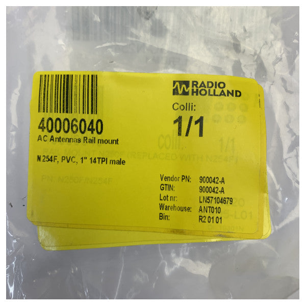 AC Antennas N254F Rail Mount - Detentur tal-Antenna tal-PVC - 1inch 14TPI - Hardware tal-Yacht Marittimu