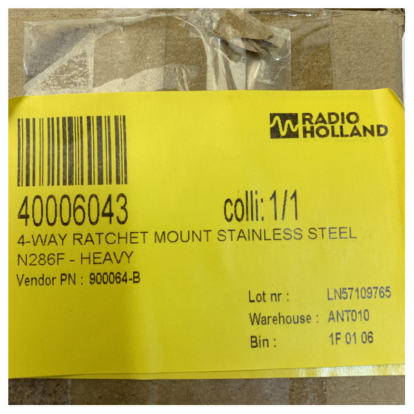 AC Antennas N286Fe ヘビーデューティー ラチェットマウント - 4方向 ステンレス鋼316 - 1\" 14TPI
