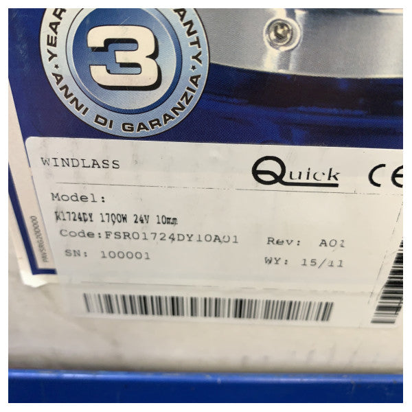 Rask Regal elektrisk ankerløsser 1700W 24V 10 mm kjede med kapstan - 1700 X/Y D