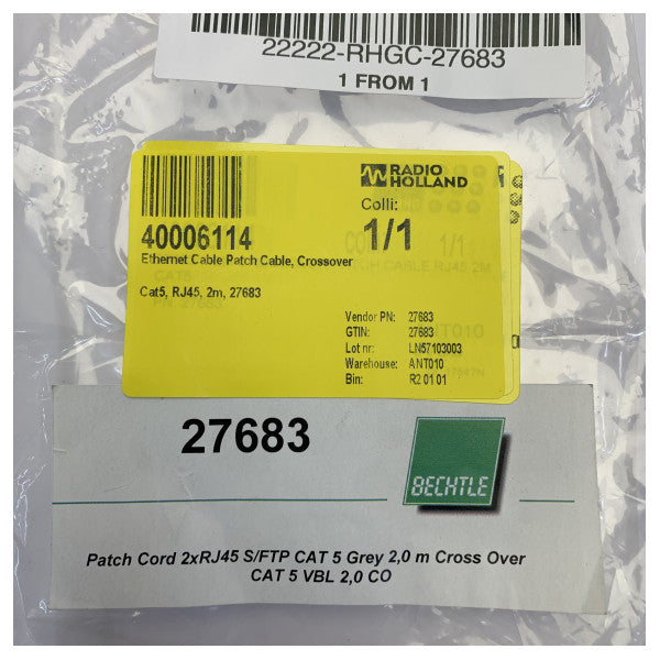 Bechtle Crossover Cat5 Patch Cable RJ45 - 2m Network Cable - 27683
