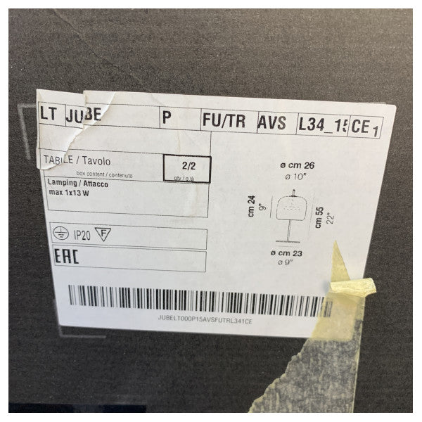 Vistosi Jube LT Tischlampe Smoky Grey D23cm mit Gold