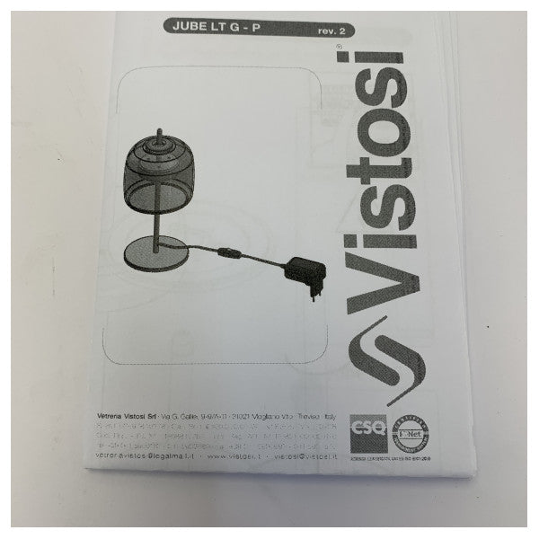 Vistosi Jube LT Tischlampe Smoky Grey D23cm mit Gold