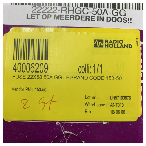 Legrand 015350 Индустриален цилиндричен предпазител 22x58 мм 50A gG