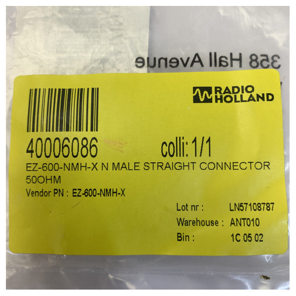 Times Microwave EZ-600-NMH-X N-Type мъжки конектор за LMR-600 - кримп прав