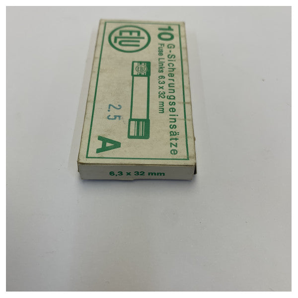 ELU Glass Fuse 6x30mm 2.5A treg sikring - Marine elektrisk sikring