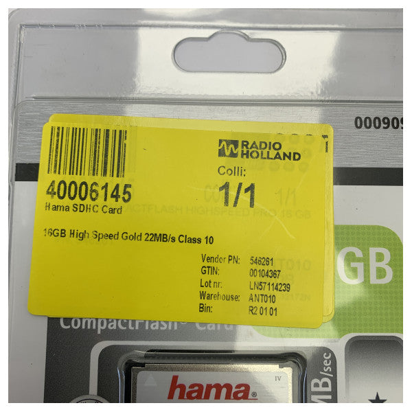 Hama CompactFlash карта памет 16GB High Speed Gold 22MB/s Class 10