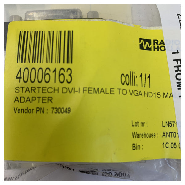 StarTech DVI-I to VGA Adapter - DVI-I Female to VGA HD15 Male - DVIVGAFMBK