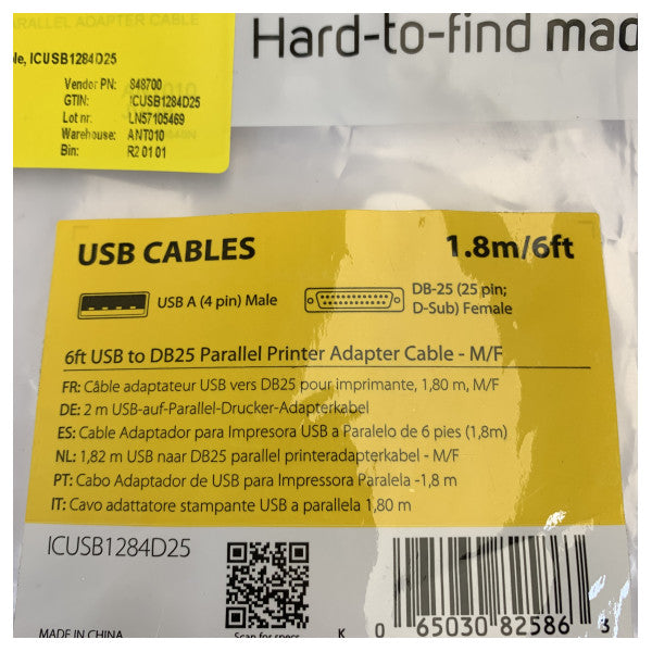 StarTech Cabo Adaptador USB para Paralelo DB25 para Impressora - ICUSB1284D25