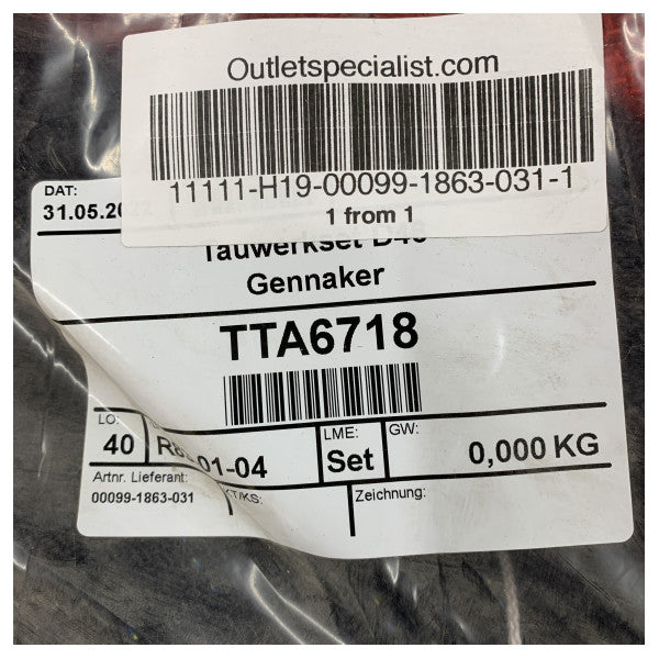 Liros Herkulus Color 29 Gennaker-Tau-Set - 2x 28M Schwarz + 1x 50M Rot