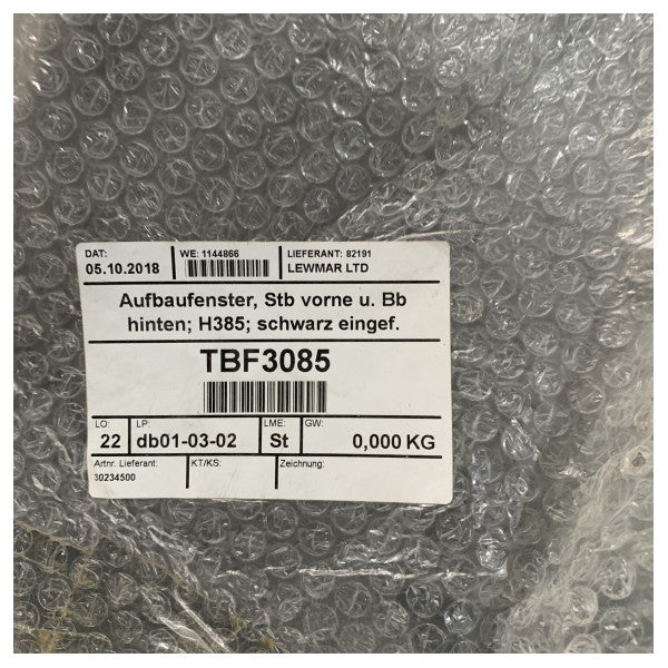 Lewmar Hanse 385 Heckstrukturfenster - Schwarz - Bootsfenster - 30234500