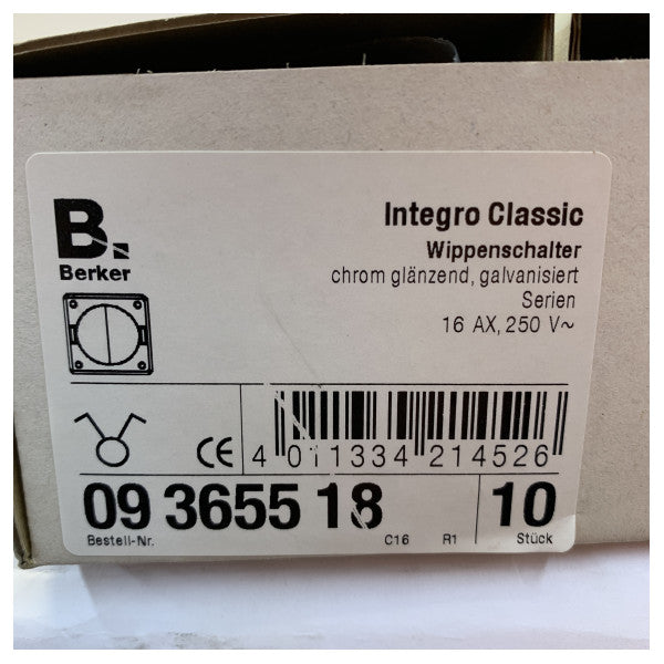 Berker Integro Classic Series スイッチ - 光沢クローム - ヨット用ハードウェア - 9365518
