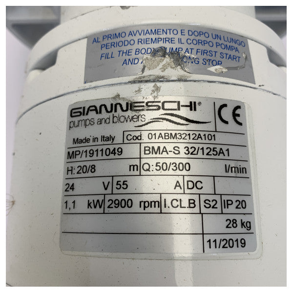ジアネスキ BMA-S 32/125 A1 セルフプライミング真鍮ポンプ 24V 1.1 kW