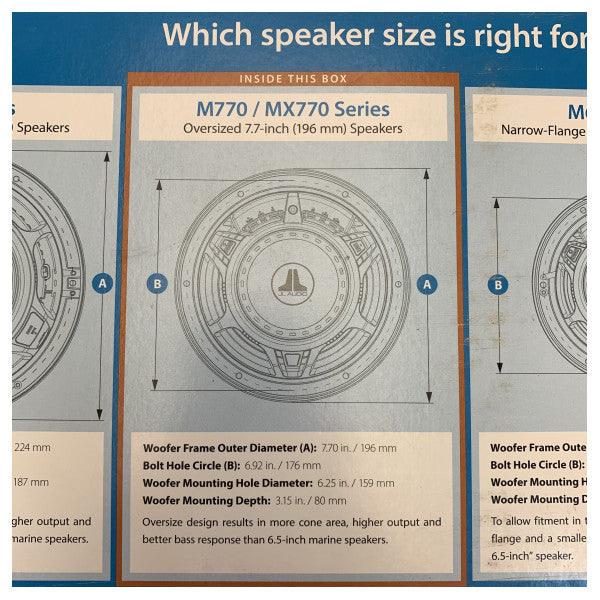 JL Audio M770-CCX-CG-WH マリンスピーカーセット - 7.7インチコアクシャル - ホワイト