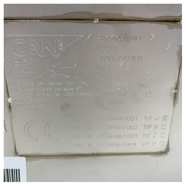 Zbiornik paliwa morskiego CAN ze stali nierdzewnej 16L - Paliwo patrolowe i diesel - 52.731.16
