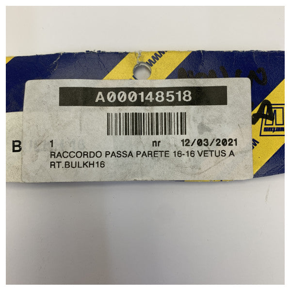 Vetus BULKH16 Bulkhead Connector for 16 mm Hose White