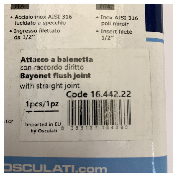 Kit de connexion de tuyau de lavage de pont encastré Osculati - 16.442.22
