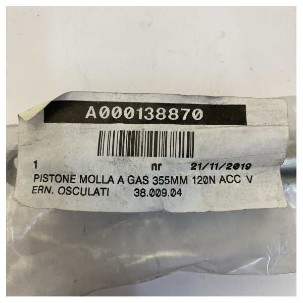 Ressort à gaz Osculati 355 mm 120 N 12 KG en acier inoxydable - 38.009.04