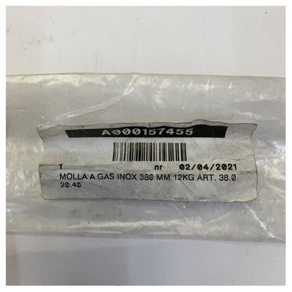 Ressort à gaz Osculati 380 mm 12 kg en acier inoxydable avec tête sphérique - 38.020.40
