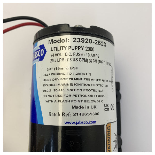 Jabsco Utility Puppy 2000 Impellerpump 24V 30L/min - 23920-2523