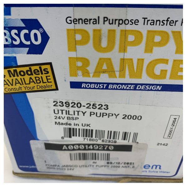 Jabsco Utility Puppy 2000 Impellerpump 24V 30L/min - 23920-2523