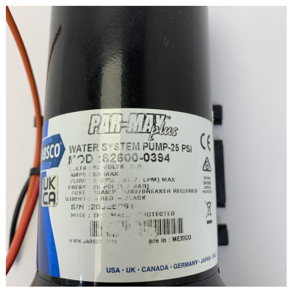 Jabsco Par-Max Plus 6 Fresh Water Pump 24V 22.7L/min - 82600-0394
