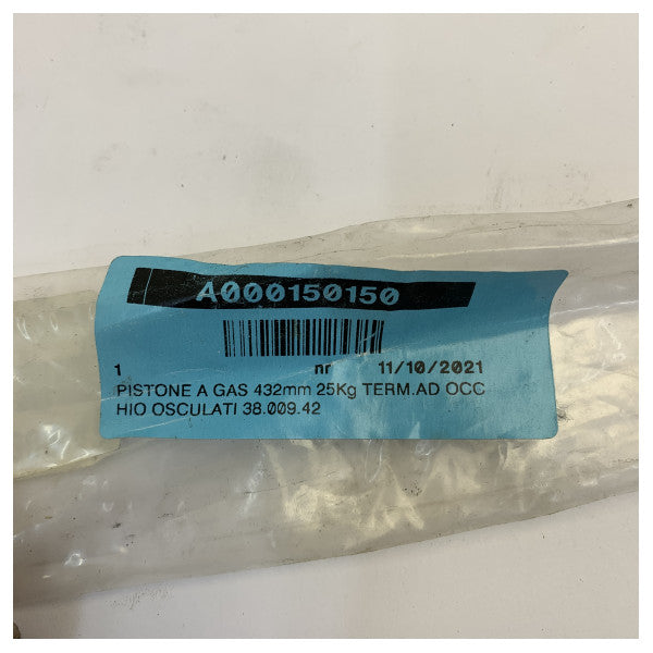 Osculati Gas Spring 432mm 25kg bil-Konnessjoni tal-Għajn - 38.009.42 Inox