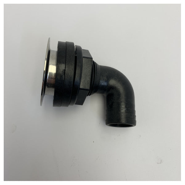 Osculati RVS Skin Fitting 90 Graad Flush Mount - Slangaansluiting 25mm