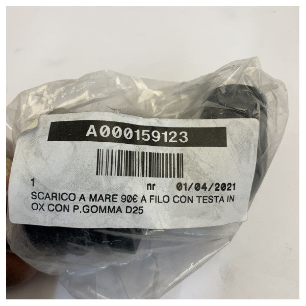 Osculati RVS Skin Fitting 90 Graad Flush Mount - Slangaansluiting 25mm