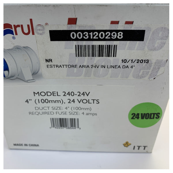 Zasada 4 Calowy Wentylator Liniowy 24V Morski Wyciąg - 240-24V