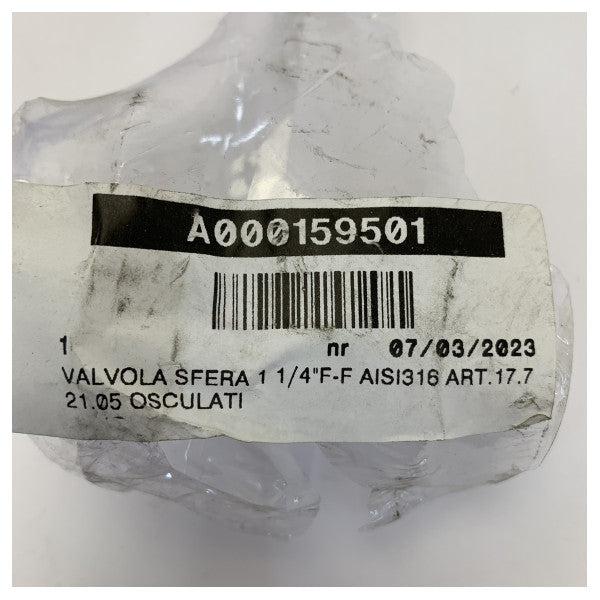 Osculati топка клапан 1 1/4 инча F-F неръждаема стомана 17.721.05