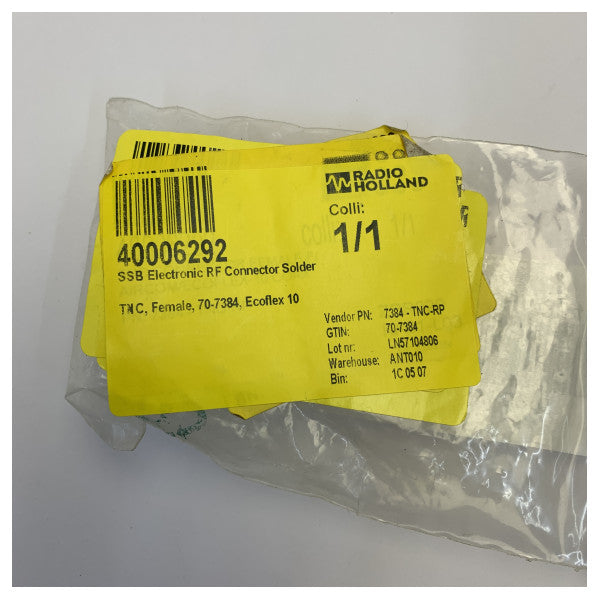Conector de soldadura hembra TNC Aircom Plus para Ecoflex 10 - SSB 70-7384 Conector RF